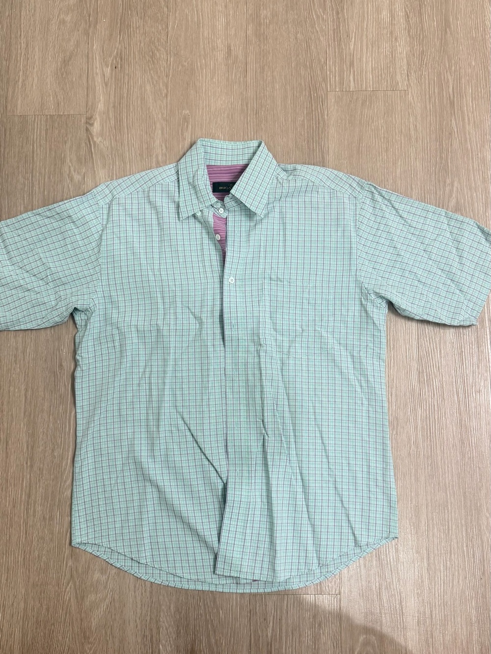 Bugatchi Mint Green Checked Short-Sleeve Button-Down Shirt

#165
